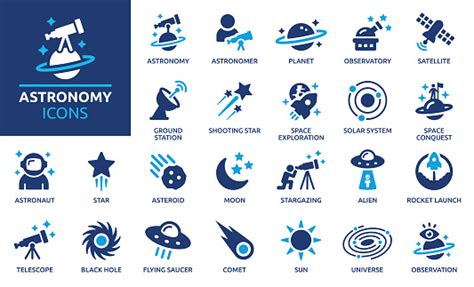 Astronomy Icon Set Solid Icon Collection Vector Illustration Stock Illustration Download Image