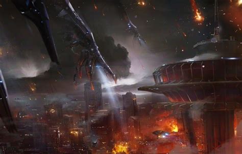 Wallpaper Fire Destruction Art Earth Art Mass Effect Reaper