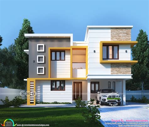 Flat Roof Colonial House Plan With Bedroom Kerala Home Design And B