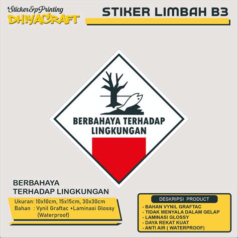 Jual Sticker Label Tanda Simbol Limbah B3 Ukuran 10x10 Cm Stiker Bahan