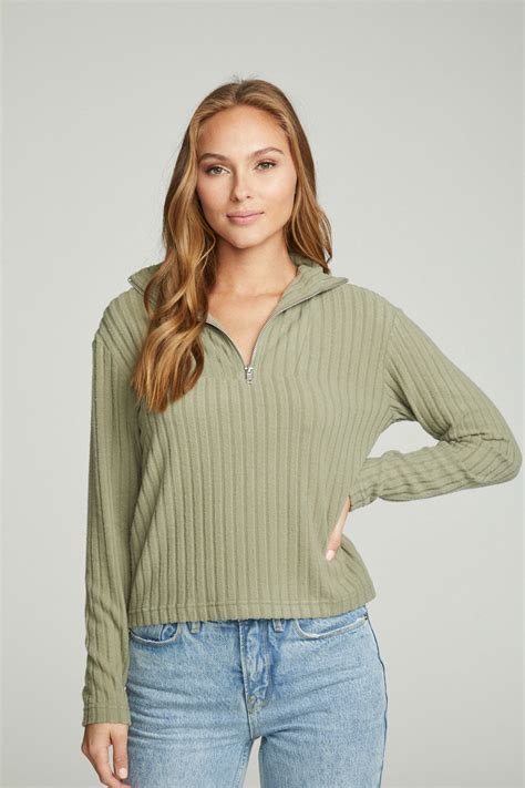 Zip Up Mock Neck Long Sleeve Pullover Chaser