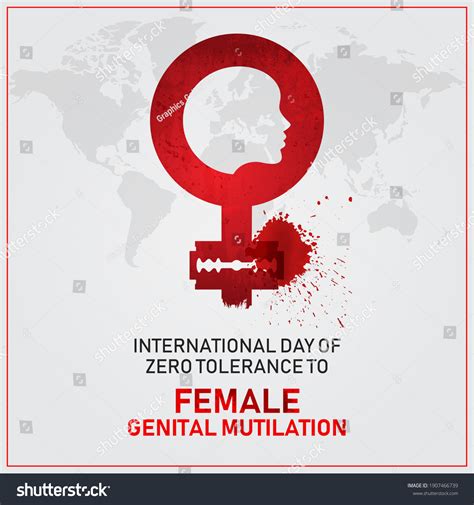 International Day Zero Tolerance Female Genital Stock Illustration