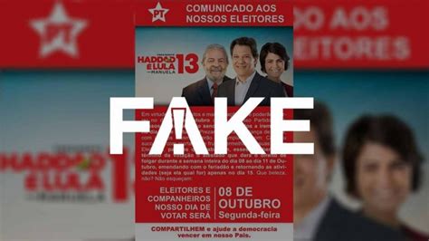 É Fake Comunicado Que Convoca Eleitores Do Pt A Votar Apenas No Dia 8