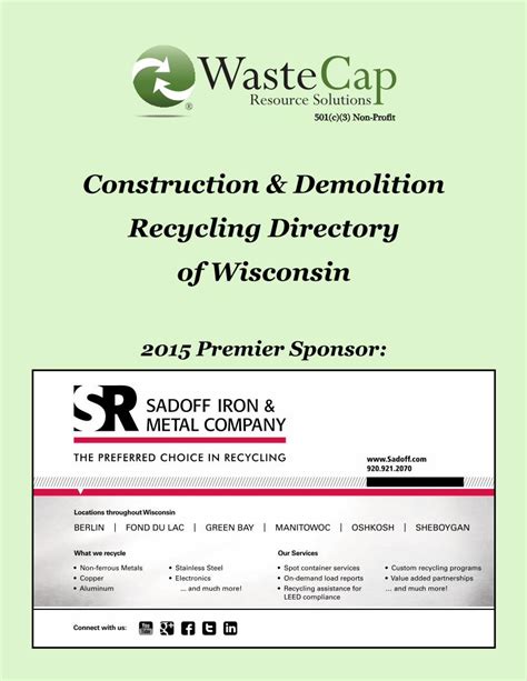 Pdf Construction Demolition Recycling Directory Of Wastecap Org