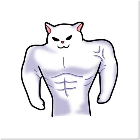 white Cat meme Buff power up - Cat Meme - Posters and Art Prints ...