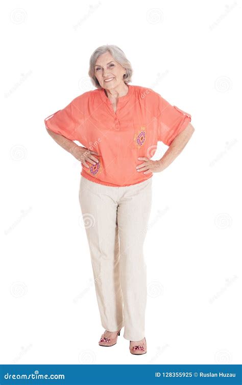 Portrait Of A Smiling Senior Woman Posing Isolated Stock Image Image