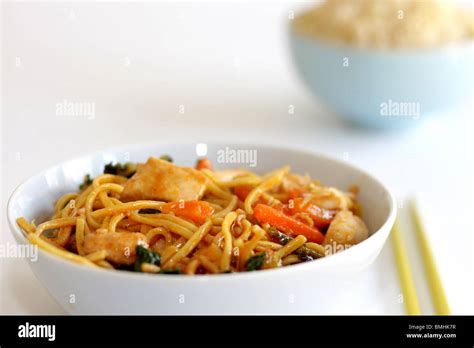 Chicken Chow Mein with Egg Fried Rice Stock Photo - Alamy