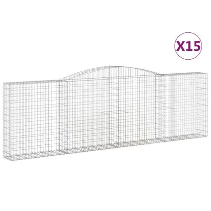 vidaXL Paniers à gabions arqués 15 pcs 400x30x120 140 cm Fer galvanisé