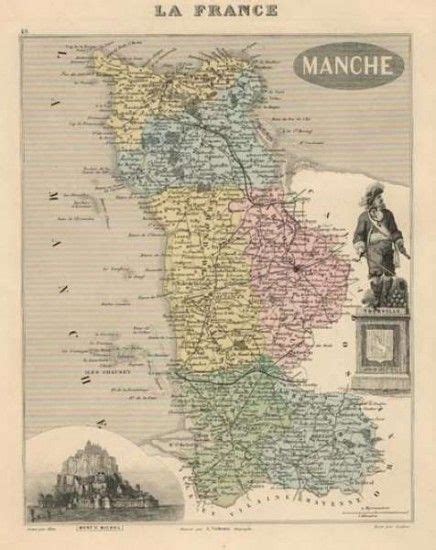 Manche France Map French Names Antique Maps