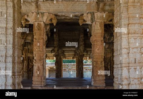 The Beautifully Sculpted Ornate Pillars Of The Maha Mantapa At Vijaya