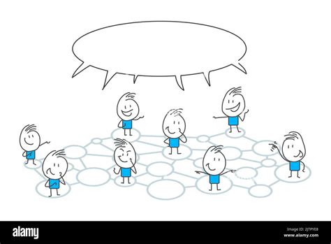 Stick Figures People Group Chat Bubble Communication Cartoon Style