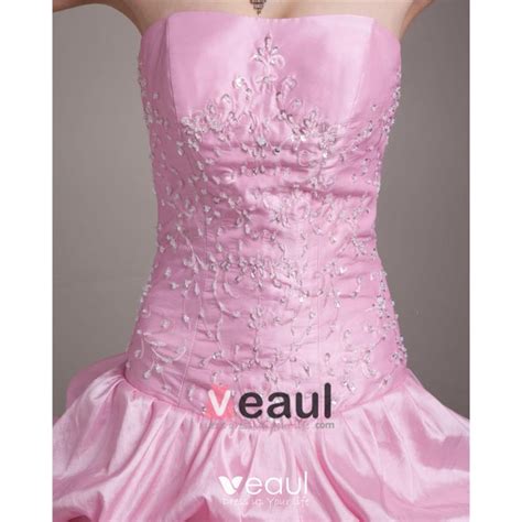 Ball Gown Strapless Floor Length Embroidery Paillette Taffeta Women