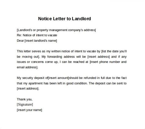 Moving Out Notice Letter To Landlord Letters