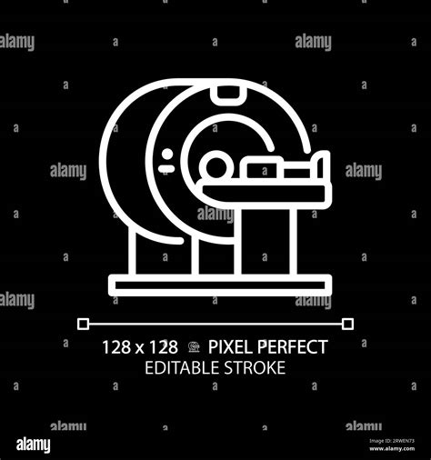 Mri Machine Pixel Perfect White Linear Icon For Dark Theme Stock Vector