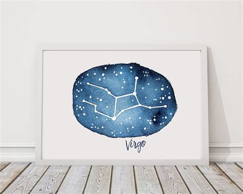 Virgo Constellations Print Custom Wall Art Home Etsy Constellation Print Custom Wall Art