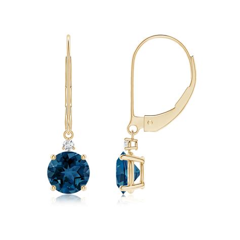 London Blue Topaz And Diamond Leverback Drop Earrings Angara