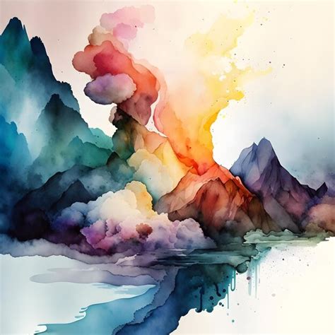 Premium AI Image | A watercolor painting of mountains and a mountain.