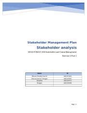 Pcm Exercise Part Stakeholder Management Plan Docx