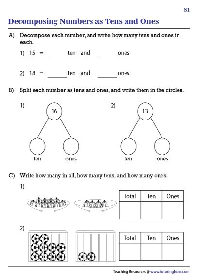 Decomposing Numbers As Tens And Ones Worksheets Worksheets Library