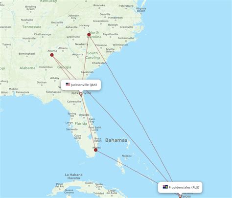 All Flight Routes From Jacksonville To Providenciales Jax To Pls Flight Routes