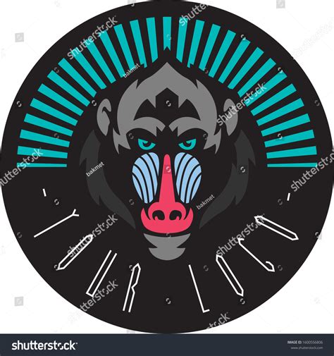 Baboon Head Vector Drawing Badge Stock Vector (Royalty Free) 1600556806