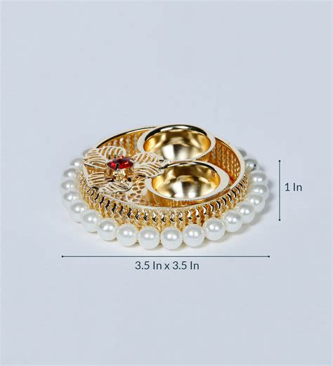 Buy Golden Metal Ring Haldi Kumkum Box By Itiha Online Haldi Kumkum