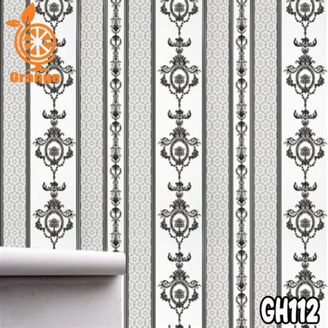 Jual Wallpaper Dinding Salur Batik Hitam Putih Ukuran Cm X Meter