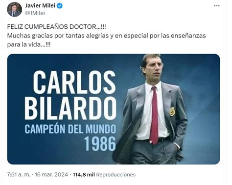 Carlos Bilardo cumple 86 como la Copa de la leyenda así lo saludó