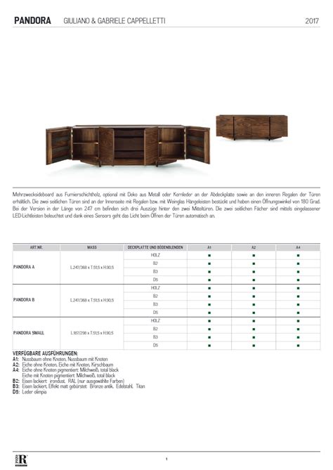 Pandora Sideboard Aus Massivem Holz Mit Fl Gelt Ren By Riva