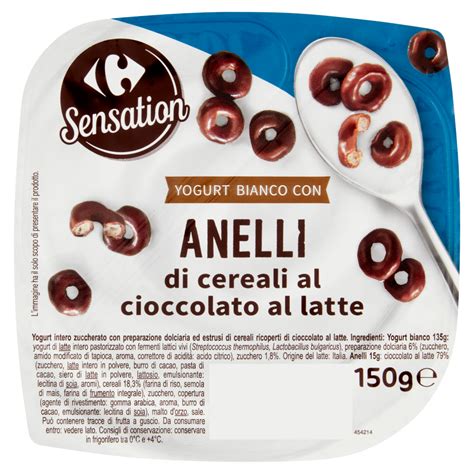 Carrefour Sensation Yogurt Bianco Con Anelli Di Cereali Al Cioccolato