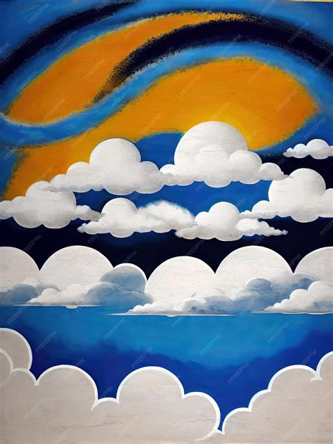 Premium Photo Contemporary Sky Painting Reproduction Mid Century