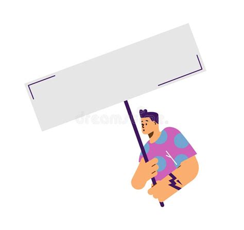 Young Man Holding Sign Flat Style Vector Illustration Stock Vector