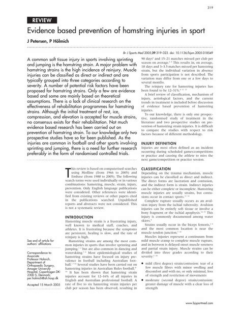 Pdf Evidence Based Prevention Of Hamstring Injuries In Sport