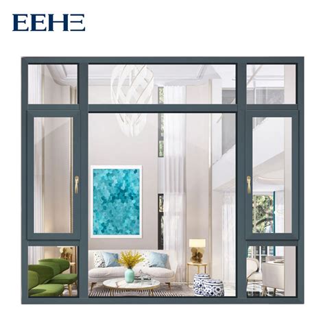 Thermal Break Swing Window Grill Design Tempered Glass Aluminum Casement Window With Mosquito