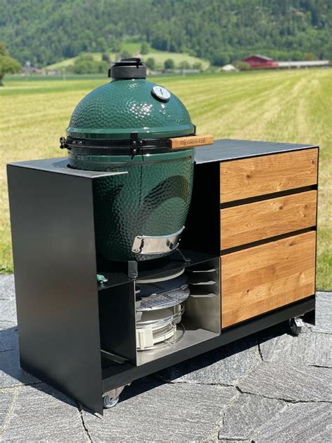 Grillmöbel Edelstahl DOPPIO für Big Green Egg L fahrbar mit