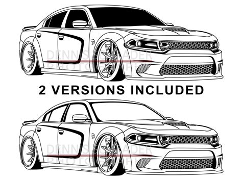 Car Svg Eps Png Dodge Charger Widebody Svg Illustration Etsy