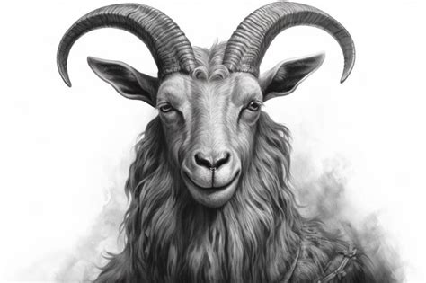 Premium AI Image | A drawing of a goat with horns and a head that sa