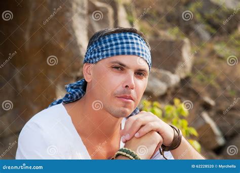 Portrait Of A Handsome Man In The Mountains Stock Photo Image Of Male