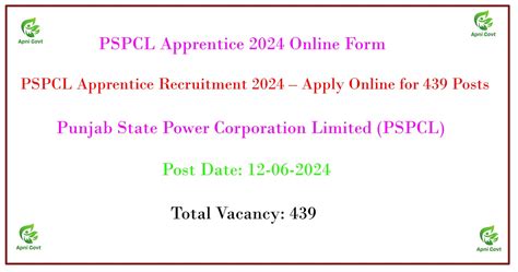 PSPCL Apprentice Recruitment 2024 Apply Online For 439