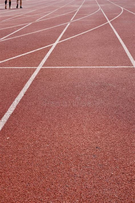 Vertical High Angle Shot Of The Running Track Ground In The Stadium