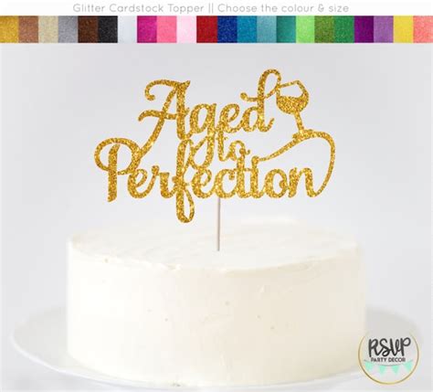 Aged To Perfection Cake Topper Wine Birthday Party Decor Wine Cake Topper 40th Birthday Cake