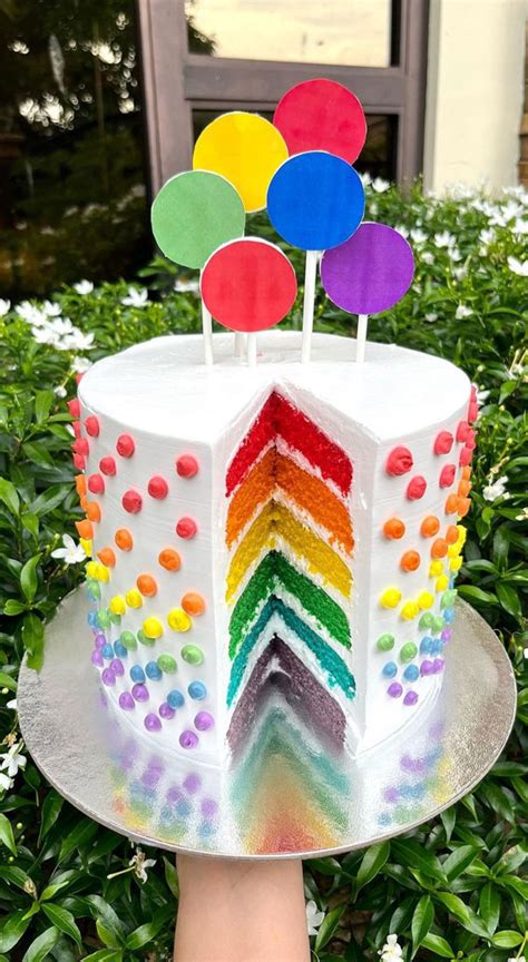 Cute Rainbow Cake Ideas For You Colourful Dessert Rainbow Cake Decorated With Colourful Dots