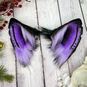 Pastel Purple And Black Husky Ears And Tail Cosplay Puppy Ears Headband