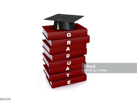 Mortar Board On Stack Of Red Graduate Book Stock Photo Download Image