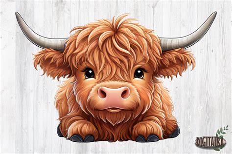 Cute Baby Highland Cow Png Graphic By Digitaira Creative Fabrica