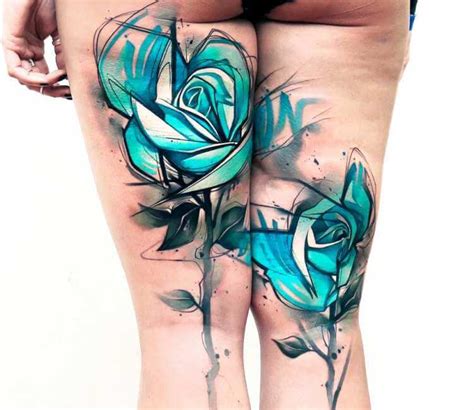 Turquoise rose tattoo by Uncl Paul Knows | Photo 22008