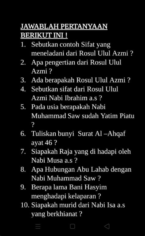 Sebutkan Contoh Sifat Para Rasul Ulul Azmi K Bs Islam Arti Dari