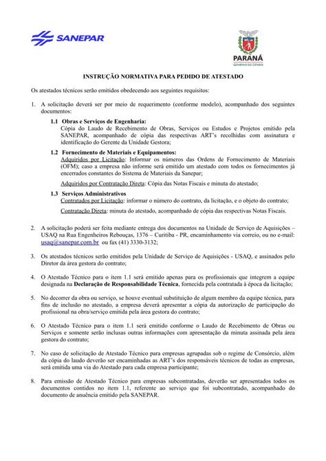 PDF INSTRUÇÃO NORMATIVA PARA PEDIDO DE ATESTADO 1 1 licitacoes