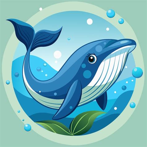 Un Dibujo De Dibujos Animados De Una Ballena Azul Con Un Pez En L