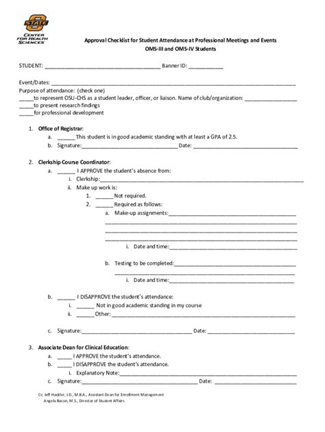 Fillable Online Medicine Okstate Approval Checklist For Student